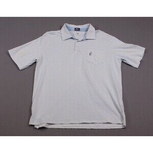 Johnnie-O West Coast Prep Polo Shirt Logo Blue Striped Mens Ridgemour Cc.C XL